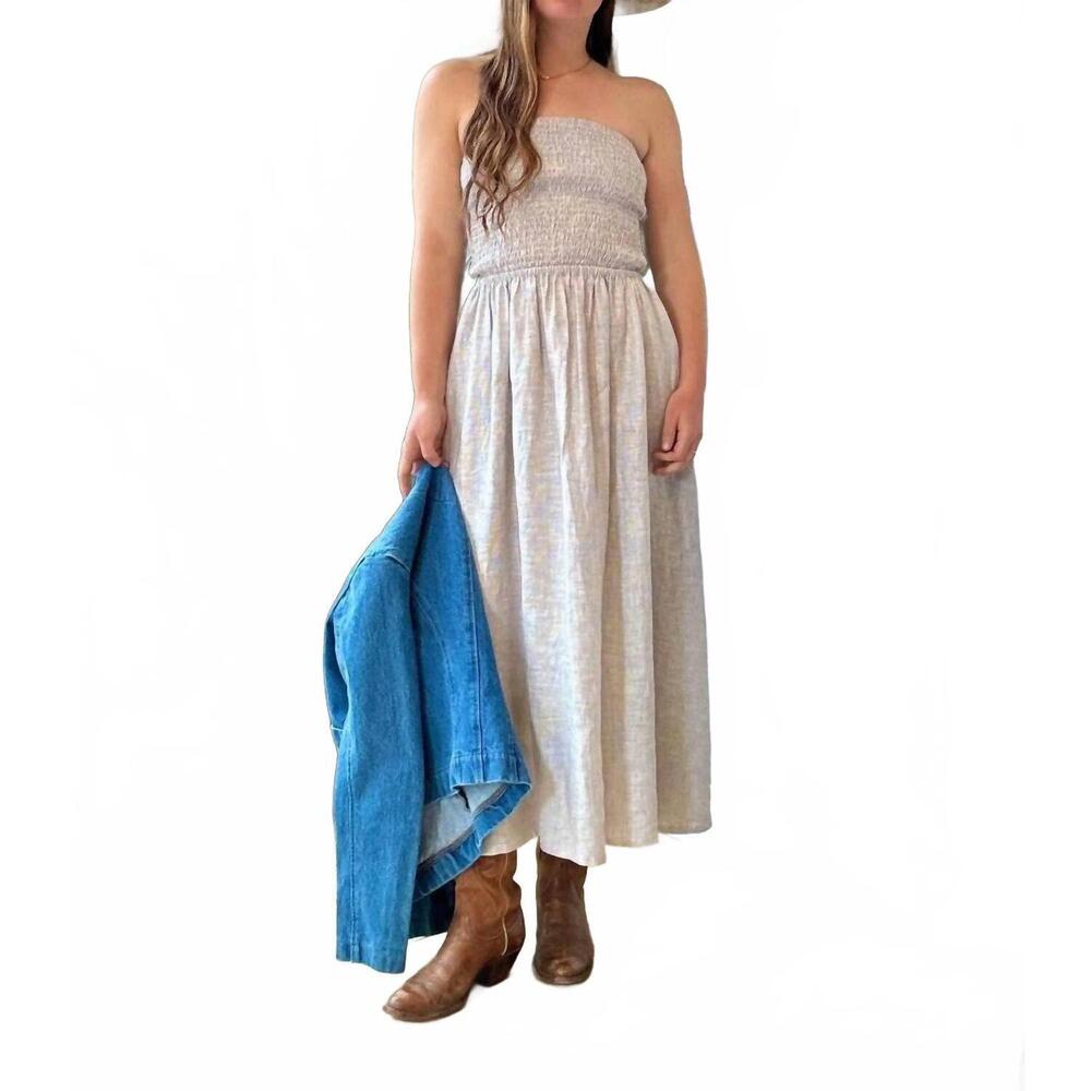 NEW NARY tube midi sundress in gray stripe